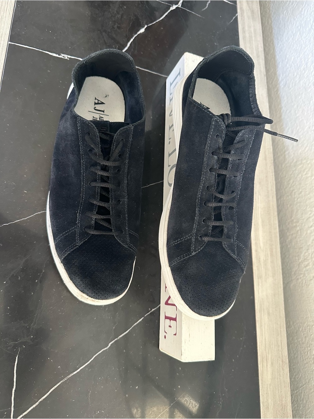 Armani Jeans Men's Black Suede Low Top Sneakers Size 9.5 EUR 43